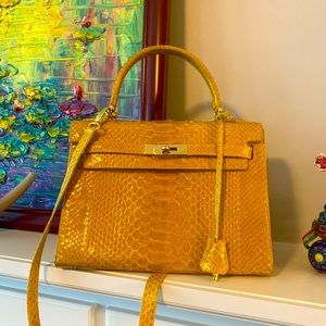 Designer Python Handbag Kelly Style